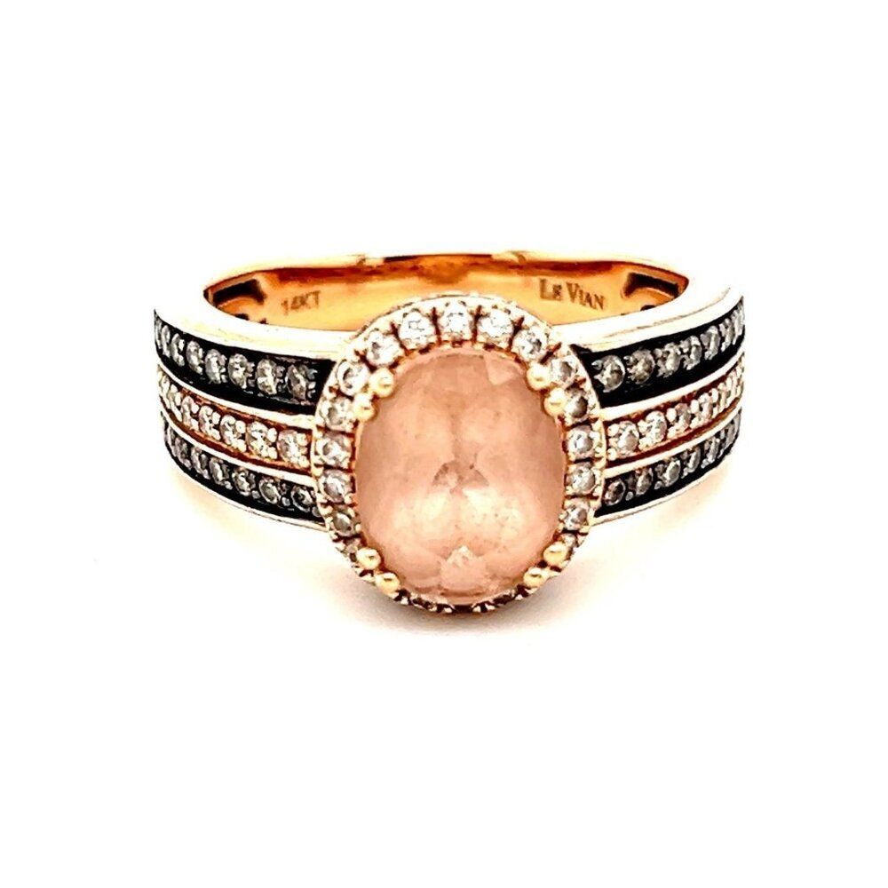 Levian 14K Rose Gold Peach Morganite/Diamonds Ring